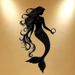 Mermaid Design Artistic Wall Art, Decorative Artwork, 1 Count Wall Decor for Home Office, Wall Hanging Decor for Home, Office, Garden, Kitchen, Shop, Cafe, Bar, Farmhouse, Hangable, Decoration