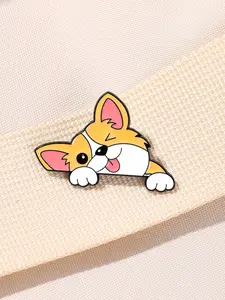 Cartoon Corgi Dog Creative Brooch Design Metal Badge Student Gift Pin Book Bag Decoration Lapel Pin Clip Durable Metal Pins