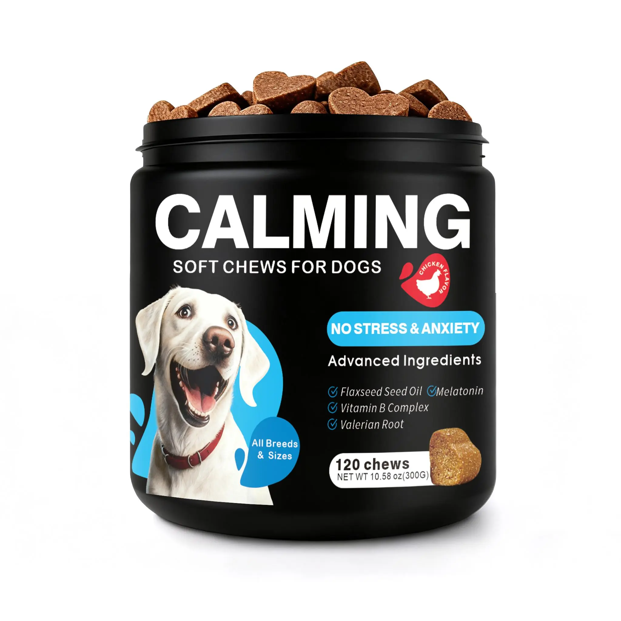 Dog Calming Bites - Stress Relief Soft Chew Pet Treats for Everyday Composure Support