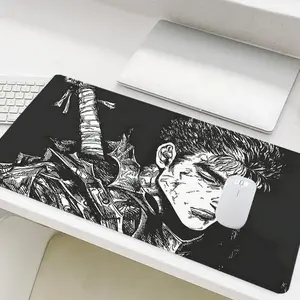 Dark Manga Art Pattern Mouse Pad, Rectangle Gaming Mouse Pad, Non-Slip Rubber Base Stitched Edge Desk Pad, Office Desk Accessories for Home Office Game, Gaming Desk Accessory, Cute Desk Accessories, Desk Gadgets