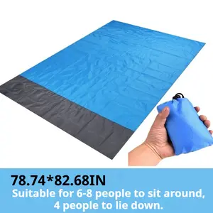 Portable Folding Ultra-thin Ultra-light Moisture-proof Waterproof Sand-proof Machine Washable Fleece Cartoon Flannel Floor Mat Blanket for Picnic at Beach or Seaside