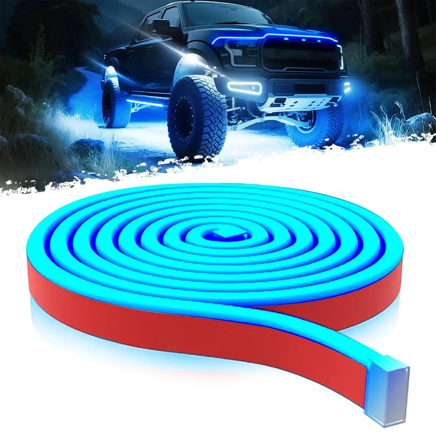 71" Dynamic LED Hood Light Strip,Waterproof Flexible Car Accessories with Startup Scan Effect & Fuse Protector ,Universal Fit for Cars,Trucks/SUVs, Cool White Exterior Lighting Gift for Men