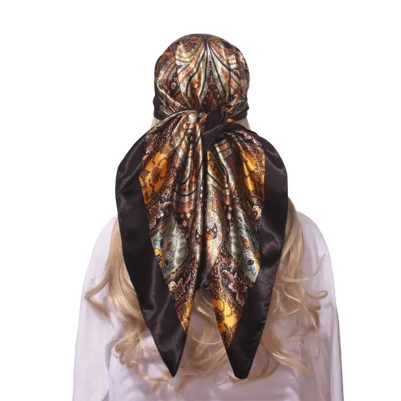 Women's Headscarf - Elegant Design with Black and Gold Patterns for Stylish Wear