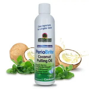 PerioBrite Coconut Pulling Oil 8 Ounce | Promotes White Teeth | Supports Oral Wellness | Mint Flavored | Gluten Free | Non-GMO | Alcohol Free | Fluoride Free | Kosher