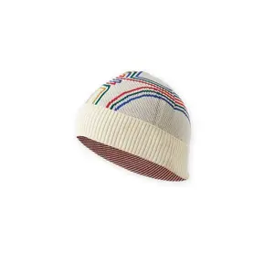 Striped Beanie | White Multi-Color Knit Cap