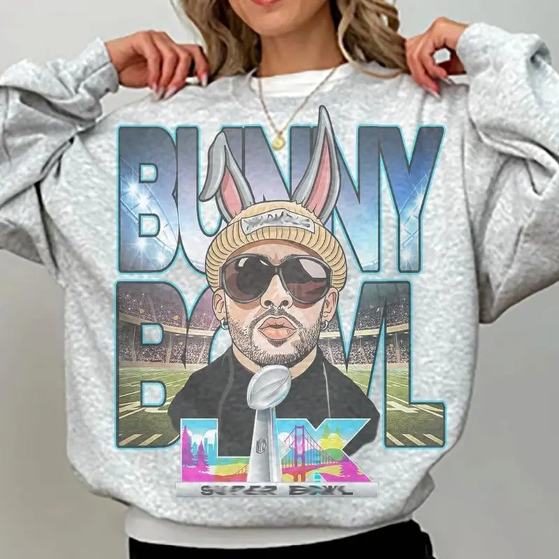 Ash Gray Football Bunny Sweatshirt Cotton/ Polyester Sublimated Image 3C2