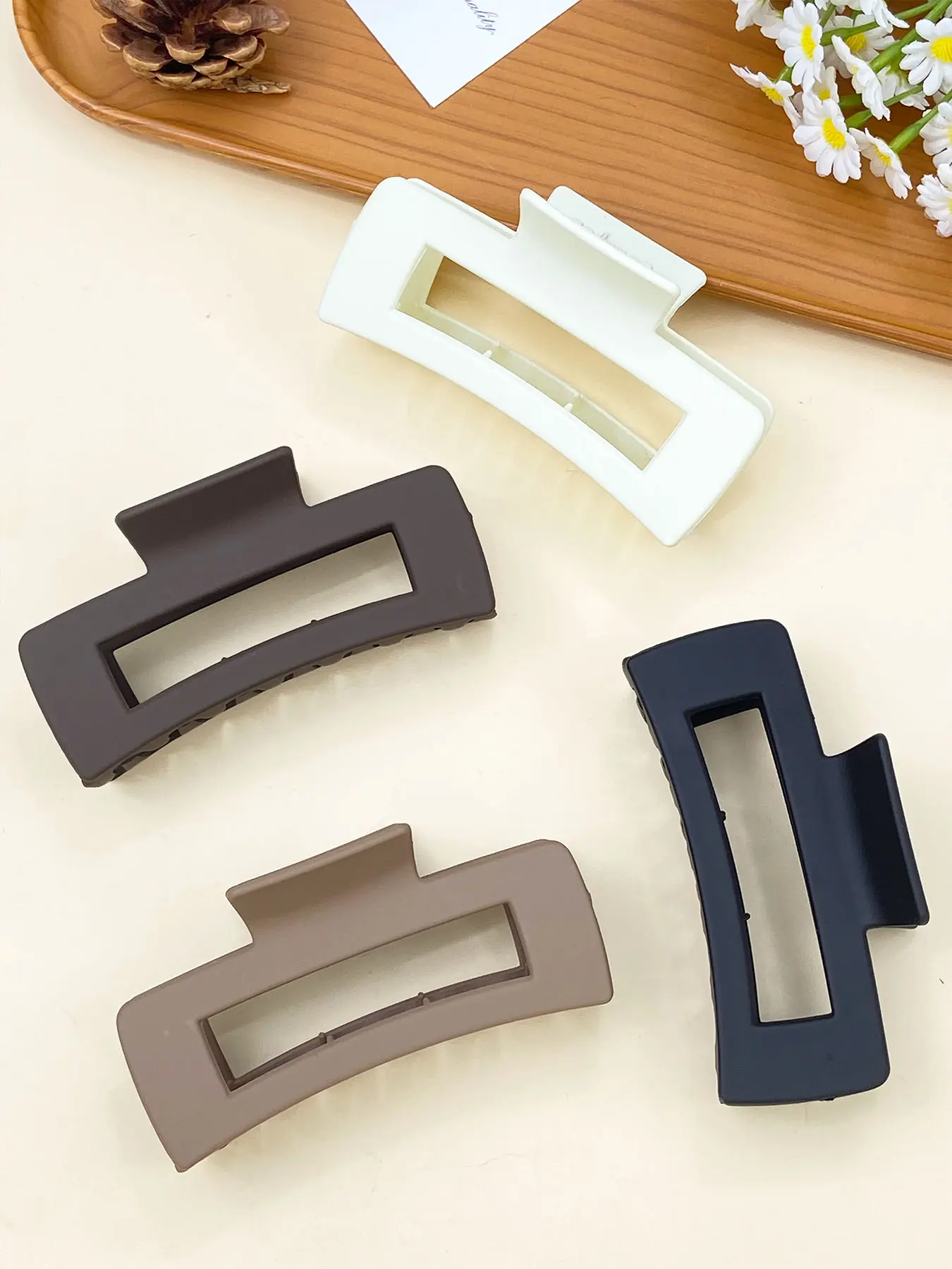 2pcs women's hair claw, Claw Clip Pack, Claw Hair Clips, Hairclips, large square hair claws, suitable for high volume and long hair, New Year's gift, campus hair accessories, daily casual hair accessories