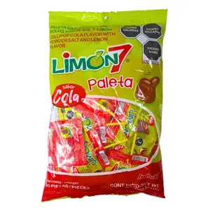 Limon 7 Plaeta Sabor Cola Salt & Lemon Powder Cola Flavor Mexican Lollipop candy By Anahuac 30 Pieces