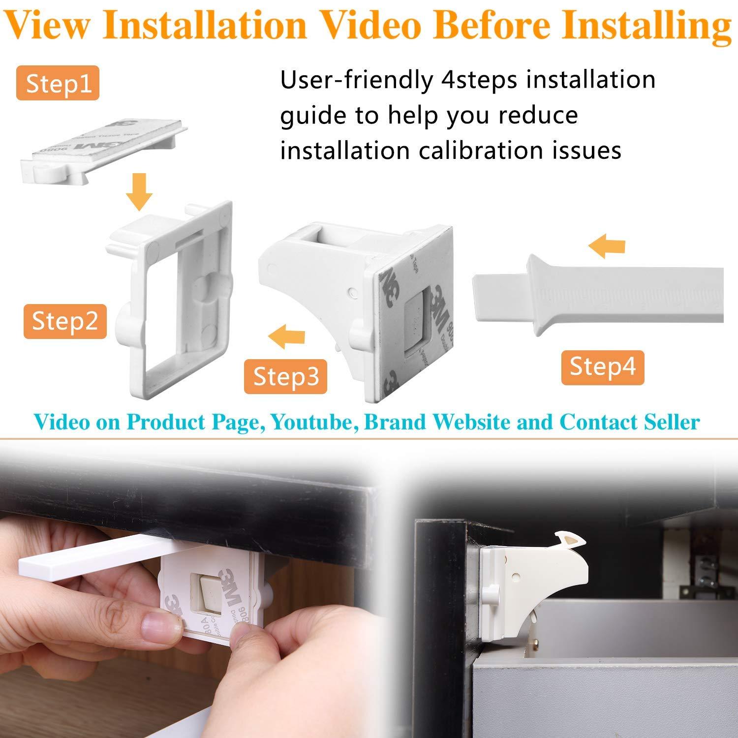 Baby Proofing Magnetic Cabinet Locks and Mom Tested Child Safety Latches includes Magnet Keys and 1 installation cradles designed for reuse on multiple locks