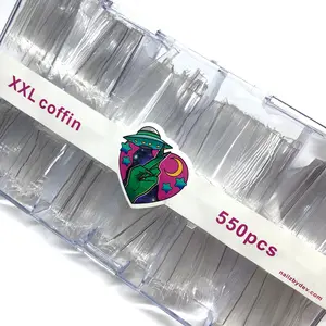 NAIL TIPS XXL COFFIN (C-CURVE) 550PCS (HALF COVER)