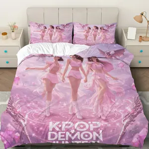 3PCS Duvet Cover Set, 1 Duvet+2 Pillowcases(Without filler), Fantasy Pink Anime Magical Girl theme, Valentine's Day bedding set, Stylish Comfortable Soft Suitable for decoration Bedroom Living Room Guest Room Dormitory.
