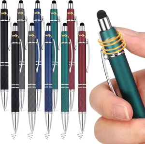 10 Pcs Fidget Pens, Colorful Stress Relief Pens 2-in-1 Metal Stylus Retractable Ballpoint Pen with Stylus Tip 1.0 mm Black Ink Anxiety Relief Pen for Adults Office Coworker Gifts