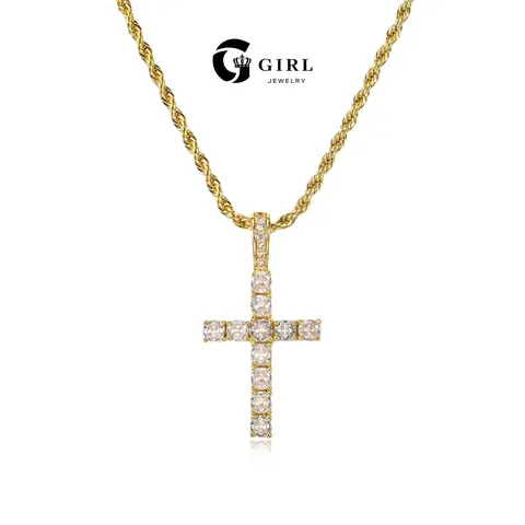 GGIRL Artificial Zirconium 18K Gold Plated Cross Pendant Necklace for Men Women Hip Hop Jewelry Stainless Steel 3/5mm Chain Fashion Jewelry Gift for Holiday Haul Christmas Birthdays Anniversaries