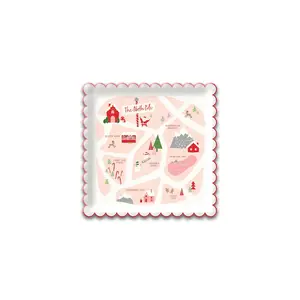 North Pole Map Scalloped Edge Paper Plate, 8 pc