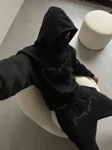 Men's Gothic Letter Print Hoodie Pants Set, Street Style Casual, Loose Fit Long Sleeve Matching Two-Piece Suit for Fall & Winter