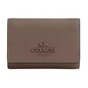 Coach Micro 11 Logo Snap Closure Wallet for Women, Elegant Calfskin, Slate Color