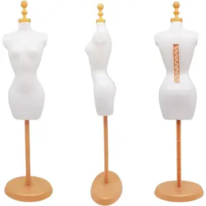 Dress Form Mannequin Torso Stand with Base for Apparel Design and Costume Jewelry Display (White Gold, 4pcs)