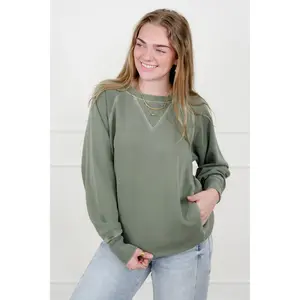 Door Buster! Zenana Pigment Dyed French Terry Pullover with Pockets