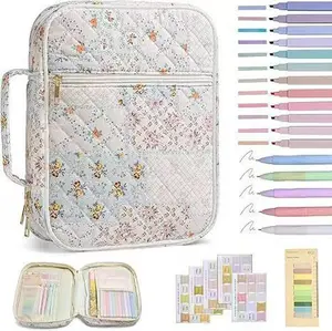 Floral Bible Organizer Bag with Stationery Set | Portable Dustproof Handbag | Christian Women Gift | Office & Study Storage 30×23cm
