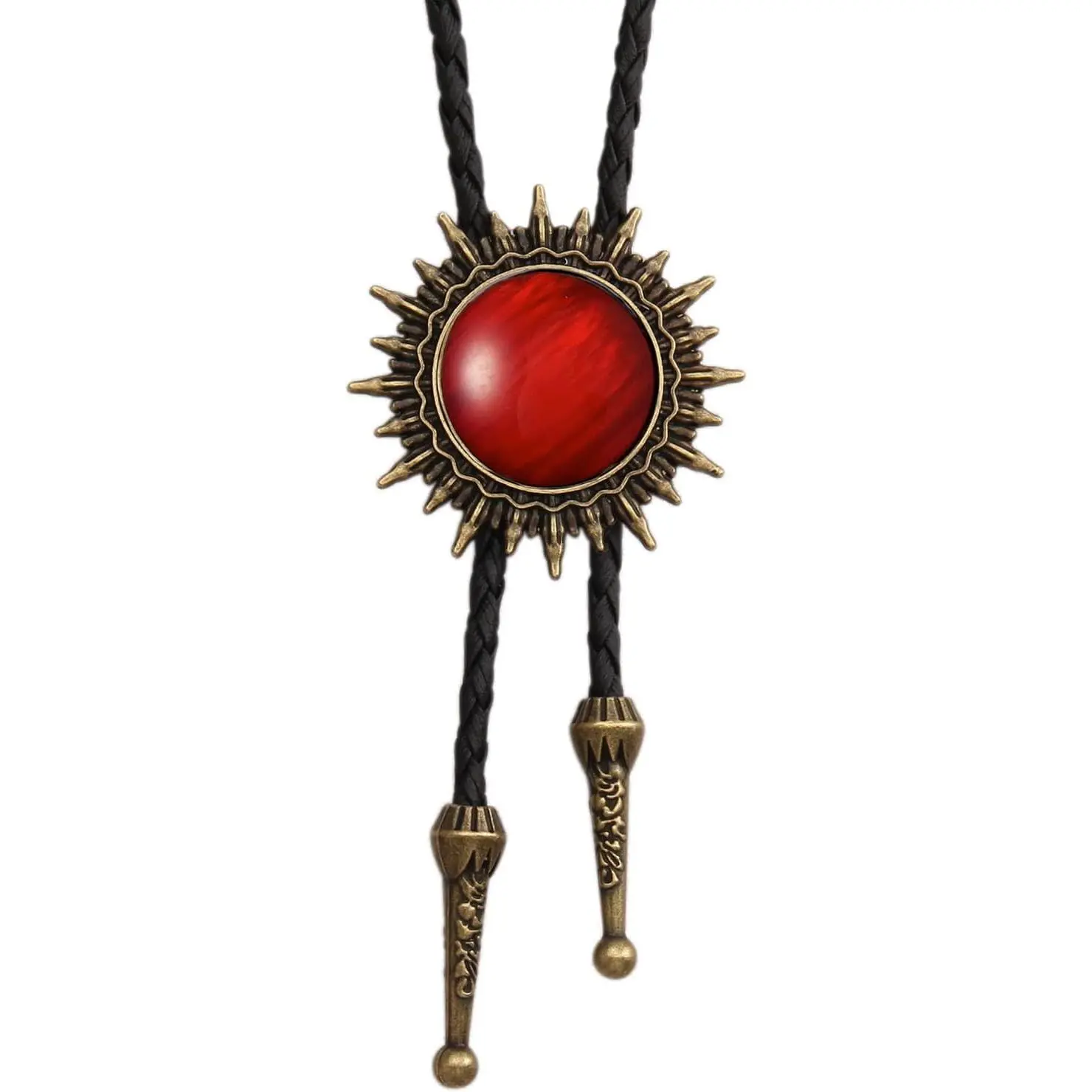Men's Western Cowboy Bolo Tie - Native American Style Genuine Leather Necktie with Adjustable Turquoise Stone, Ancient Silver Plated Alloy, 42in Rope, Unisex, Retro, Christmas Gift for Family, Female & Male Anniversary/Birthday