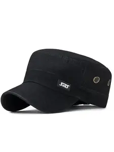 Men's Plain Military Cadet Cap Flat Top Twill Sun Protection Baseball Hat Adjustable
