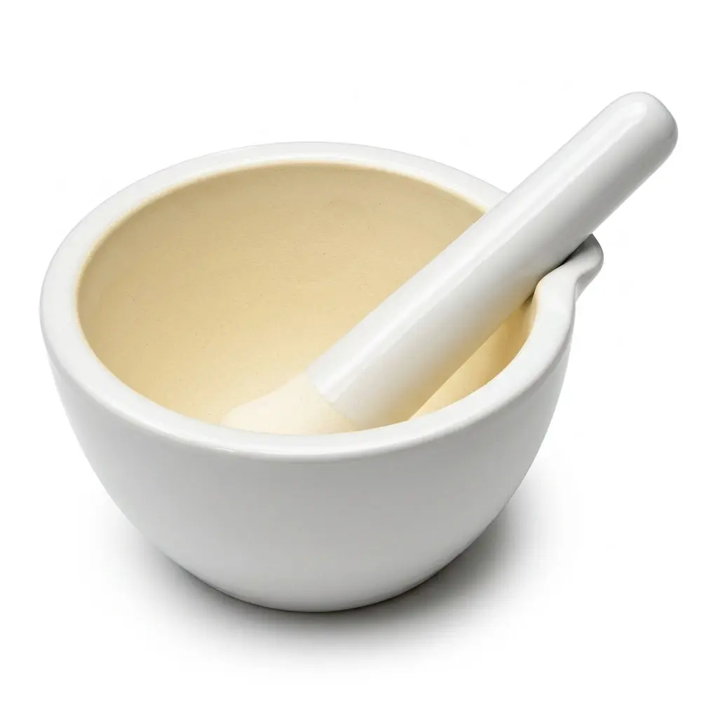 White Ceramic Mortar &amp; Pestle 5 Inch — Herb Grinding Kitchen Witch Tool