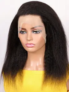 Fashion Yaki Ultra Soft 18 Inch 180% Density Lace Front Wig, Pre-Beled Straight Hair, Daily Use, All Seasons