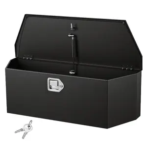 fathersdaygift VEVOR Trailer Tongue Box, 36x 12.3x 12 Steel Trailer Tongue Tool Box, Heavy Duty Storage Organizer with Lock and Keys, Utility Tool Chest for Pickup Truck Bed, RV, SUV, Off-Road Vehicle, Black