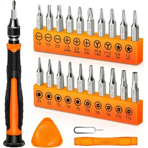 24PCs small Precision screwdriver set with Torx T5 T6 T8 T9, y00, star P5, mini repair tool kit for MacBook, computer, laptop, iPhone, PS4 ps5, Xbox, switch, eyeglasses, watch ring doorbell
