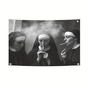 Vintage Nun Smoking Flag Banner, Modern Art Design, Multi-Purpose Indoor Decoration, Home Dorm Bedroom Living Room, Decor Tapestry, Durable Decorative Tapestry, Tapestry Wall Mural