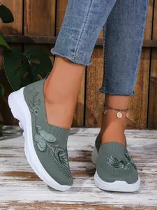 Stitch Hook Thick Sole Mom Shoes, One-Step Breathable Lightweight Walking Shoes, Soft Bottom Non-Fatigue Casual Shoes, Daily Wear Shoes