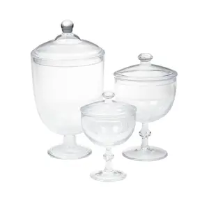 7" - 11 3/4" Apothecary Clear Plastic Jars with Lids - 3 Pc.