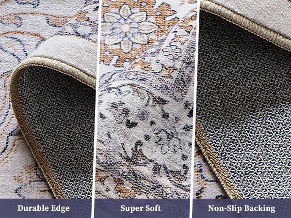 VIPfree Retro Bohemian Area Rugs 2*3FT, Non-Slip Foldable Washable Rugs for Living Room, Entryway, Bedroom, Kitchen and Corridor, Non Shedding