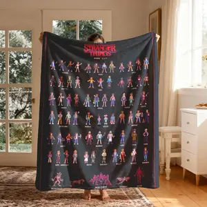 Stranger Things Role Guide Flannel Blanket, Large Size, Soft Lightweight Warm, Perfect for Bed Sofa Office Camping Travel Christmas Gift