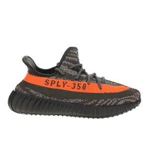 adidas Mens Yeezy Boost 350 V2 Lace Up Sneakers Shoes Casual - Black, Grey, Orange adidas Mens Yeezy Boost 350 V2 Lace Up Sneakers Shoes Casual - Black, Grey, Orange