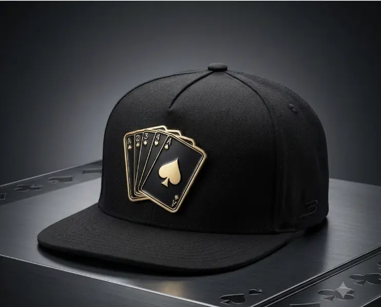 Poker Card Snapback Hat, Black Baseball Cap, Adjustable Unisex Streetwear Hat , Playing Card Design Cotton Blend Breathable Casual Trendy Cap Gift