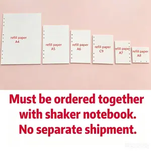 assorted size opp refill sleeves & paper set -A4/A5/A6/C9/A7/A8 for shaker notebooks & DIY crafts