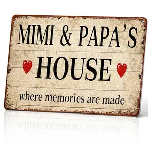 Mimi and Papa’s House Aluminum Sign, 6x12 inches, Durable Home Decor with Warmth & Heartwarming Message, Easy-Install Gift for Grandparents, Ideal for Home Display