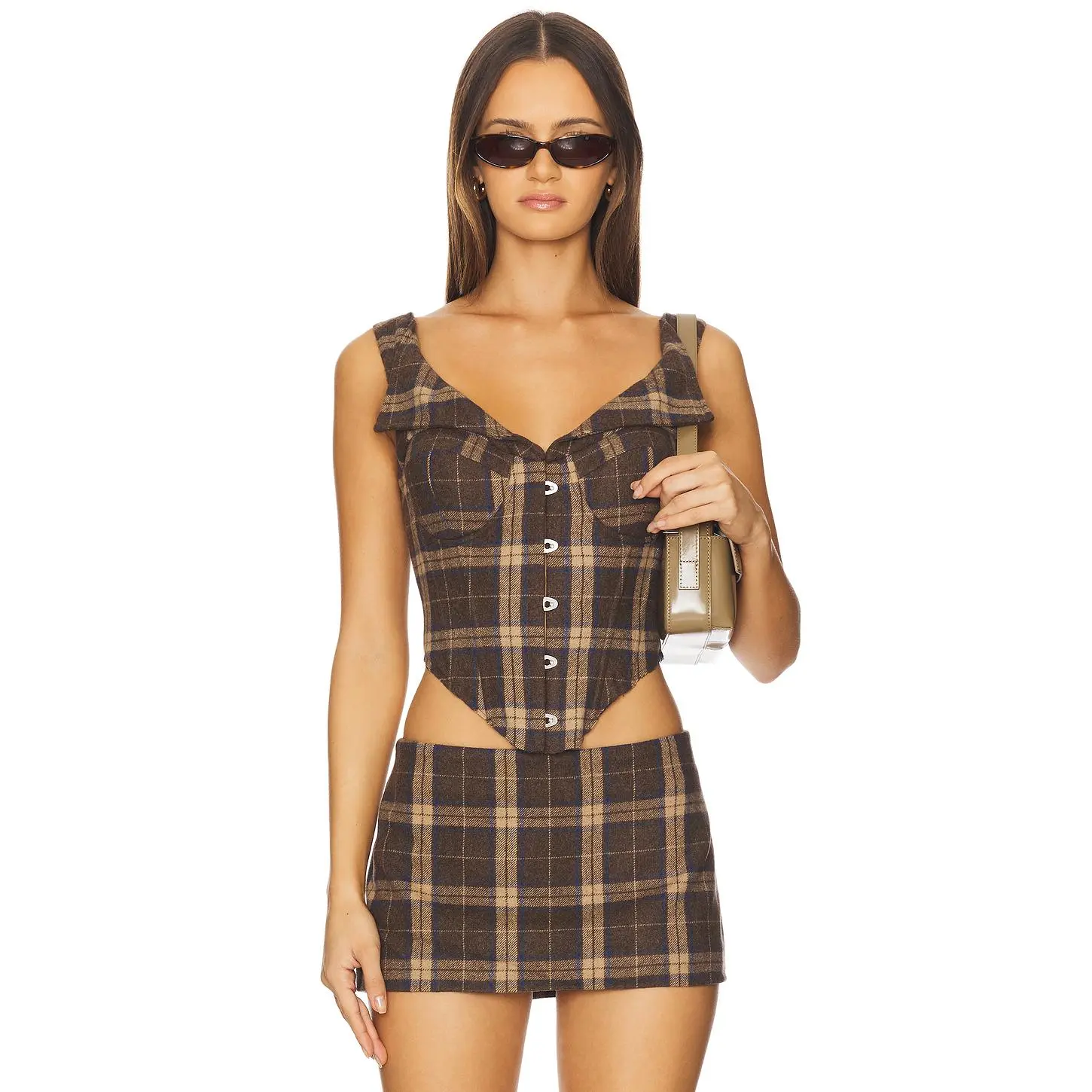 GUIZIO Chamonix Tartan Corset in Multi