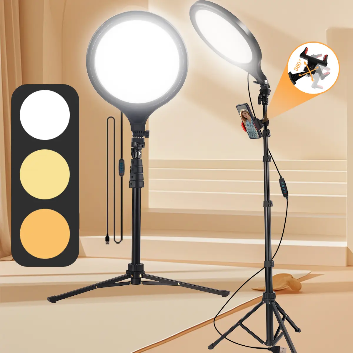 1pc Full-Screen Dimmable 10" Selfie Ring Light, Comes with 17-63" Adjustable Tripod Stand, LED Fill Light for TikTok Live Streams, Instagram Reels, Makeup Tutorials, Zoom Calls & Item Close-Up Shooting#SummerWins#BackToSchoolDeal