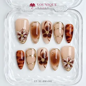 Younique Nails | 10PCS 100% Handmade Press-On Nails | Reusable Colorful Art acrylic stylish 3D
