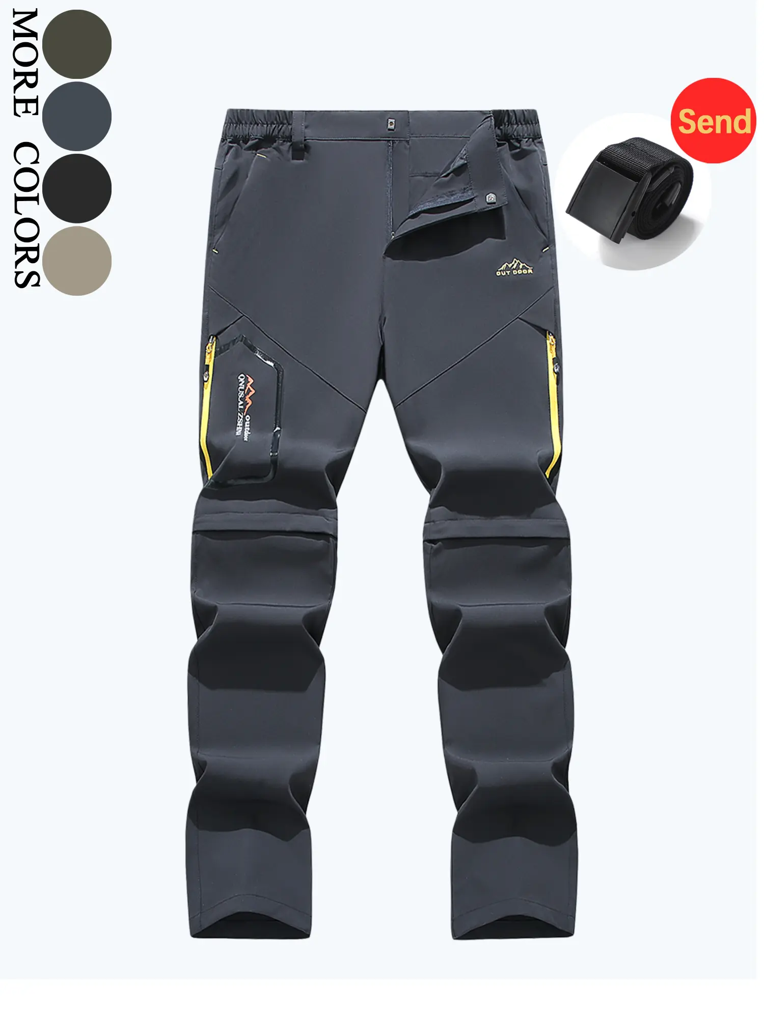 Men's Convertible 4 Way Stretch Lightweight Summer Quick Dry Work Pants | Zip Back Pocket, Splash Resistant Anti Scratch Zip Off Trousers for Work, Hiking, Camping, Travel & Daily Commute#SummerVibes