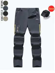 Men's Convertible 4 Way Stretch Lightweight Summer Quick Dry Work Pants | Zip Back Pocket, Splash Resistant Anti Scratch Zip Off Trousers for Work, Hiking, Camping, Travel & Daily Commute#SummerVibes