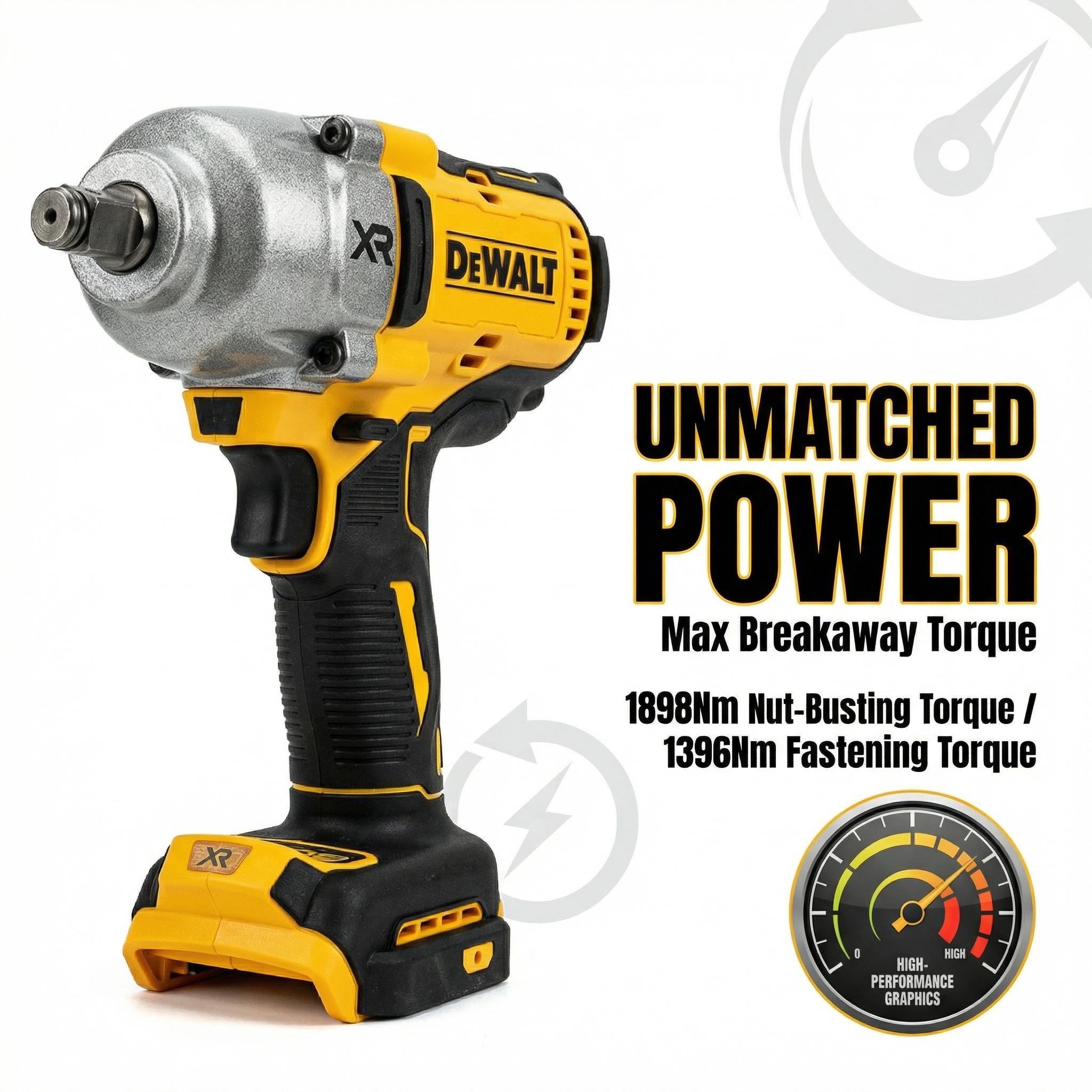 Dewalt DCF900NT Electric Impact Wrench With Battery Charger And TSTAK Case For Mechanical Work Tool With 20V Power And LED Light