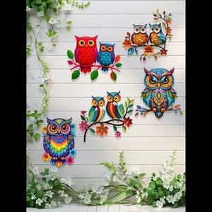 Colorful Iron Owl Decoration, Perfect for Home Decor, Garden, Yard, Pool, Weather-Resistant Indoor Outdoor Patio Ornament