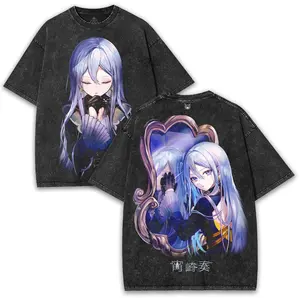 PRSK Yoisaki Kanade Project SEKAI Mirror Reflection Tee – Heavyweight 260GSM, Dual Print, Washed Vintage Anime Look | Find yourself in her silence Cotton Menswear Oversized Shirt