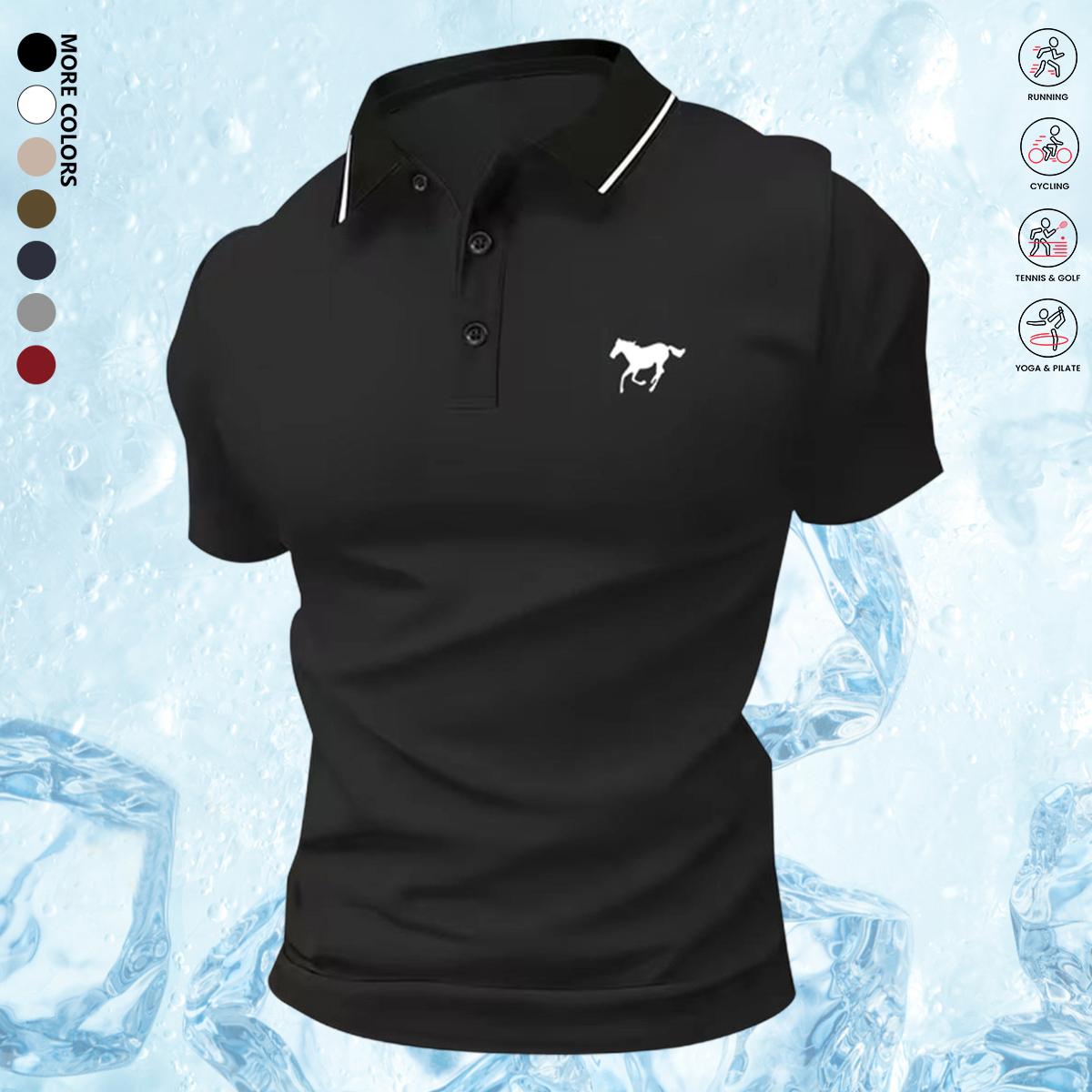 Business Casual Men's Polo Shirt, Classic Solid Shortsleeve Top, Comfortable Button-Up Menswear, Button-Up Fabric