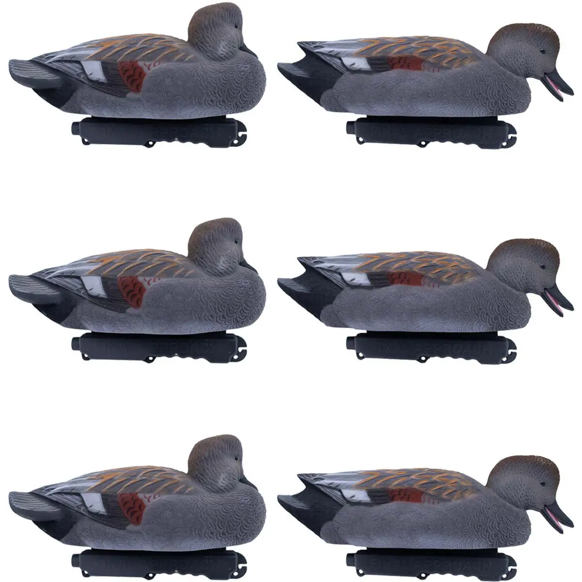 Final Approach Live Fully Flocked Gadwalls, Decoy 6 Pack