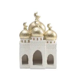 1pc Middle Eastern Style Castle Architecture Statue, Ramadan & Eid Festival Religious Decor for Home Mantel Display