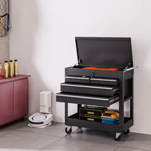 GARVEE 4-Drawer Rolling Tool Chest – Heavy-Duty Powder-Coated Steel Tool Box Cart with Lock and Wheels, Durable Organizer for Garage, Warehouse, Workshop, and Repair Shop